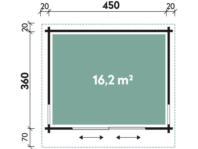 Wolff Finnhaus Pultdachhaus Alvina 44mm XL ST Links öffnend