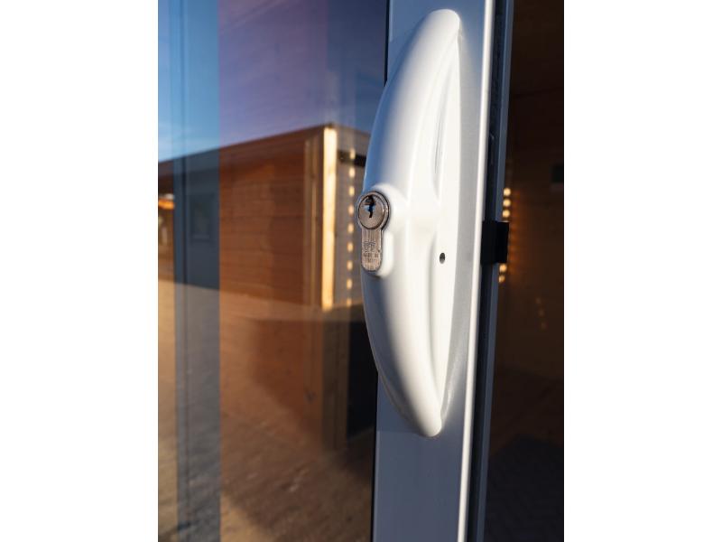 Wolff Finnhaus Pultdachhaus Finn Cube 4x3 Typ 2 ISO Hellgrau