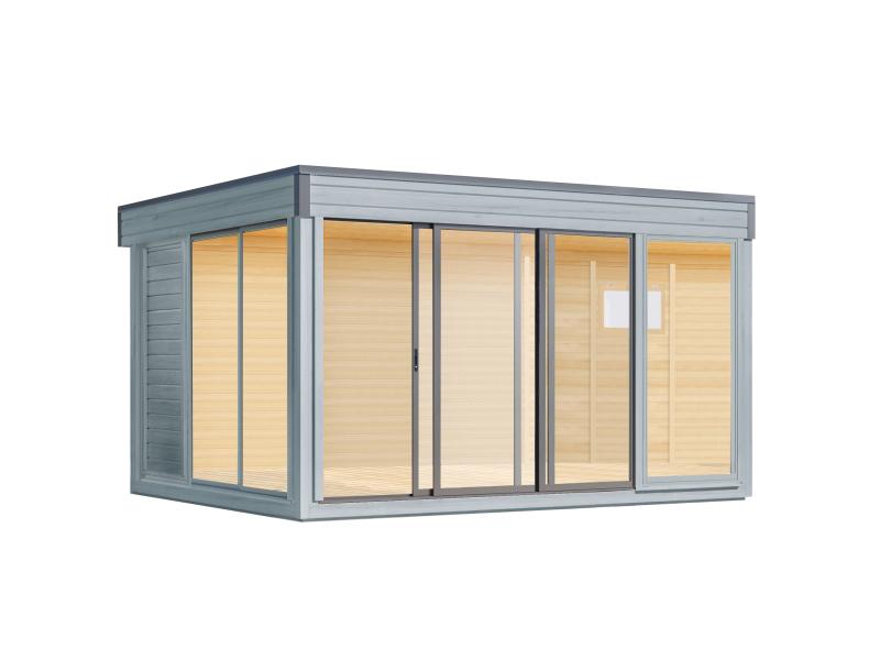 Wolff Finnhaus Pultdachhaus Finn Cube 4x3 Typ 2 ISO Hellgrau