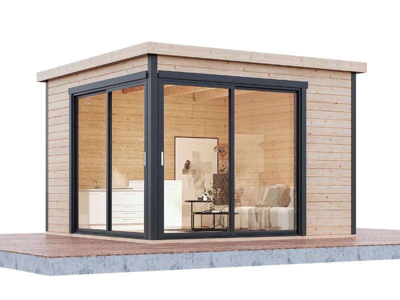 Wolff Finnhaus Pultdachhaus Studio 44-B mit 2 Schiebetüren