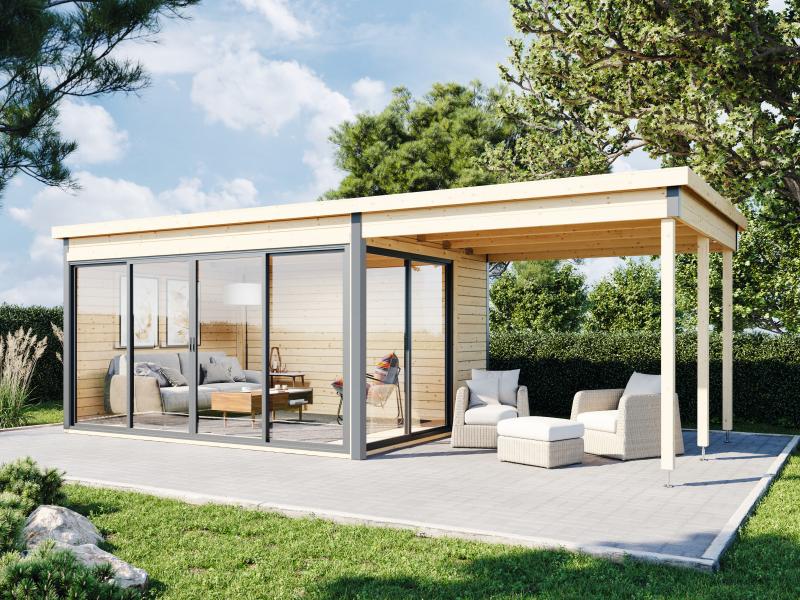 Wolff Finnhaus Pultdachhaus Studio 44-D mit Seitendach, natur