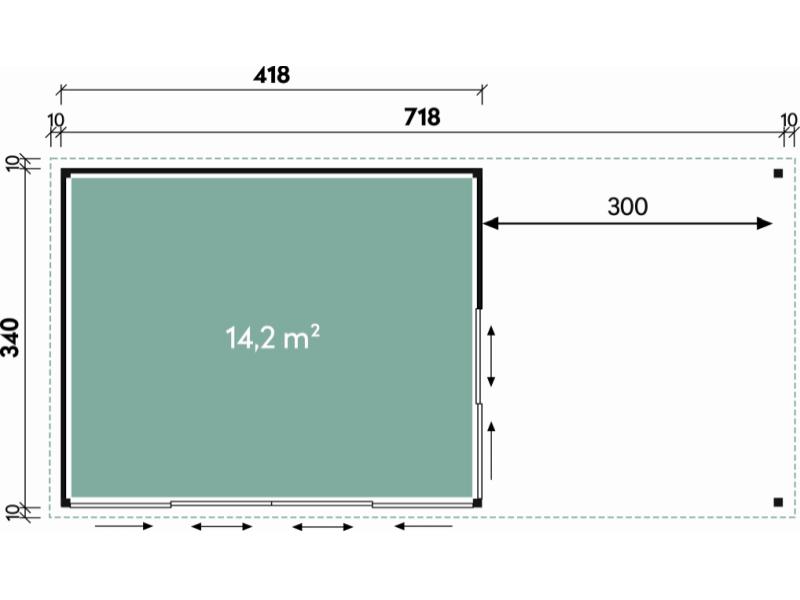Wolff Finnhaus Pultdachhaus Studio 44-D mit Seitendach, natur