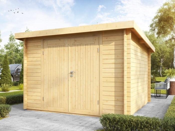 Wolff Finnhaus Pulti 34-B Typ 1 mit Vollholz-Tür naturbelassen