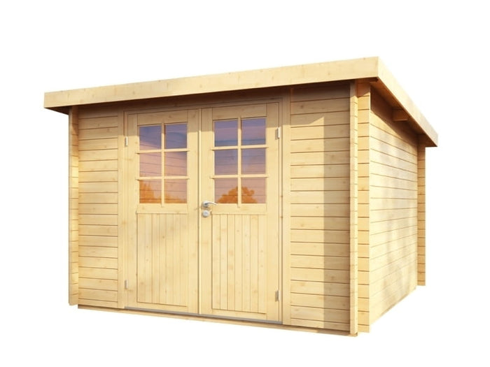 Wolff Finnhaus Pulti 34-B Typ 2 mit Halbglas-Tür naturbelassen