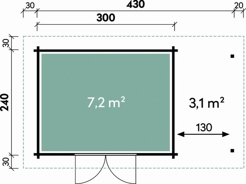 Wolff Finnhaus Pulti 34-B Typ 3 mit SD A und Vollglas-Tür naturbelassen