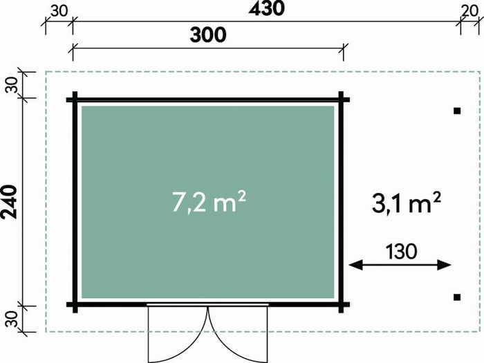 Wolff Finnhaus Pulti 34-B Typ 3 mit SD A und Vollglas-Tür naturbelassen