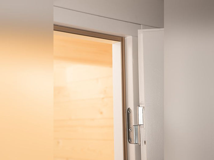 Wolff Finnhaus Pulti 34-B Typ 3 mit SD A und Vollglas-Tür naturbelassen