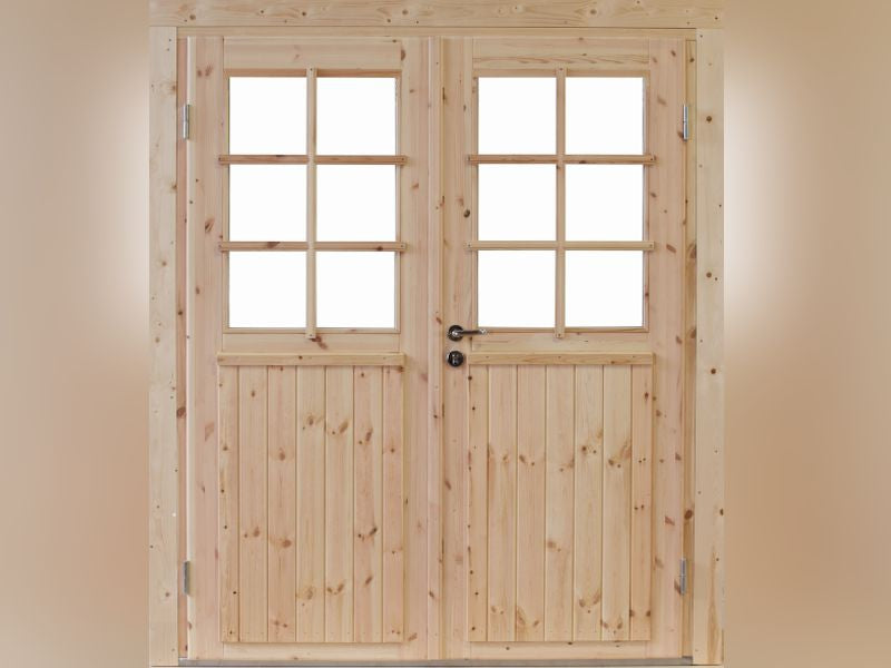 Wolff Finnhaus Pulti 34-B Typ 4 mit SD A und Dreieckglas-Tür naturbelassen