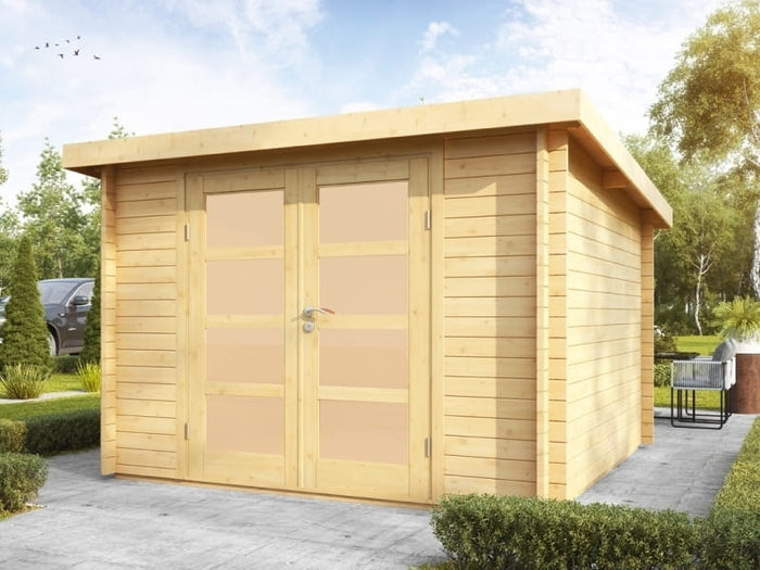 Wolff Finnhaus Pulti 34-B Typ 5 mit Milchglas-Tür naturbelassen