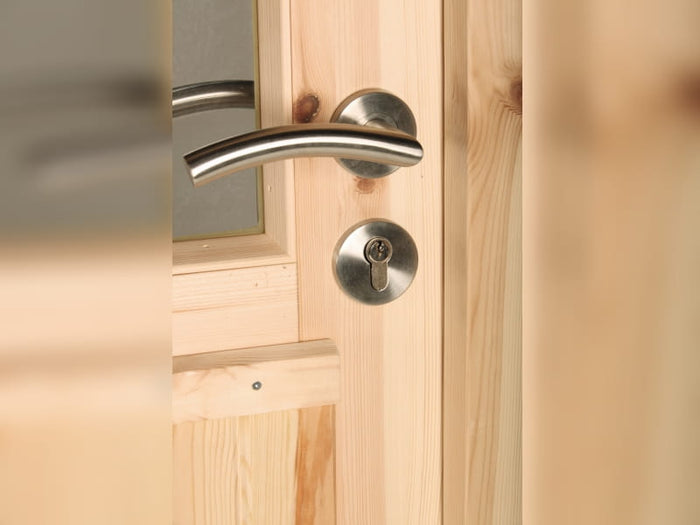 Wolff Finnhaus Pulti 34-B Typ 5 mit Milchglas-Tür naturbelassen