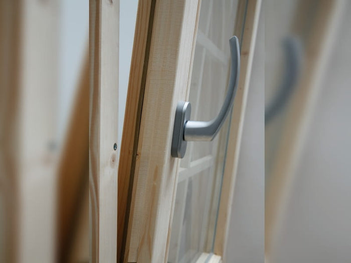 Wolff Finnhaus Pulti 34-B Typ 5 mit Milchglas-Tür naturbelassen