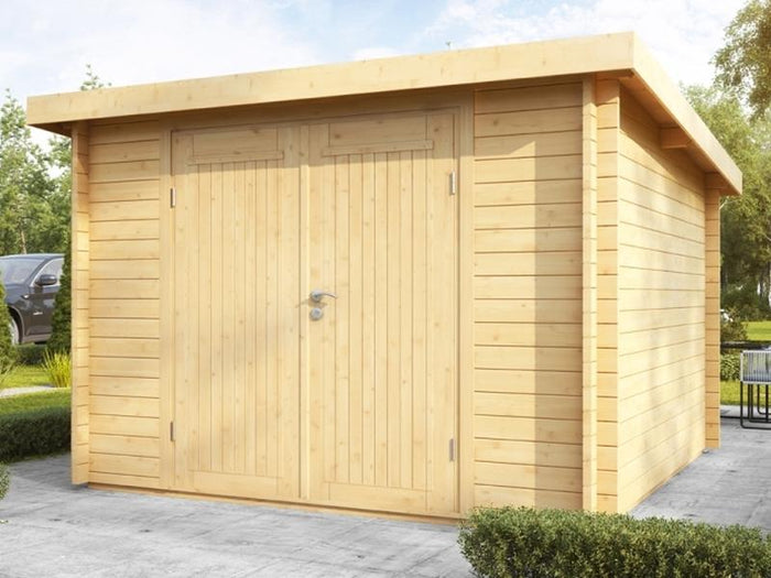 Wolff Finnhaus Pulti 34-C Typ 1 mit Vollholz-Tür naturbelassen