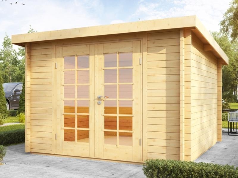 Wolff Finnhaus Pulti 34-C Typ 3 mit Vollglas-Tür naturbelassen