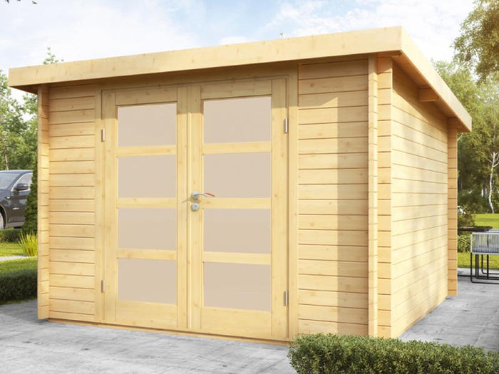 Wolff Finnhaus Pulti 34-C Typ 5 mit Milchglas-Tür naturbelassen