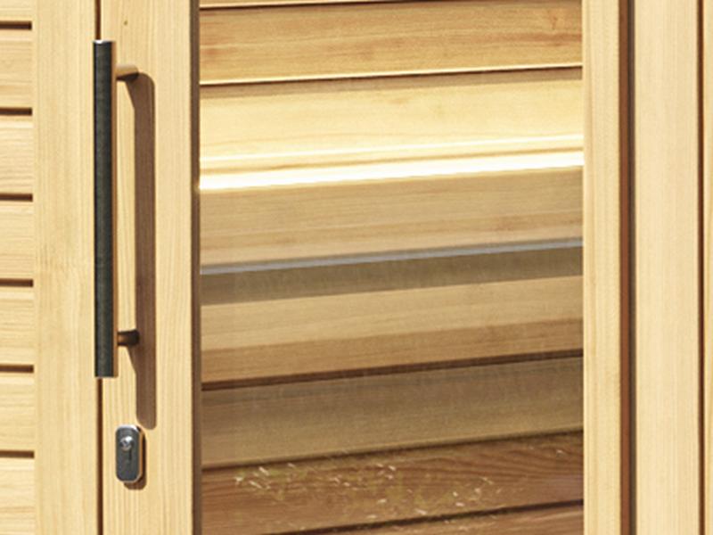 Wolff Finnhaus Sauna Luago 2x2 montiert Typ 2 Art 1, natur, inkl. Dacheindeckung und Fenster