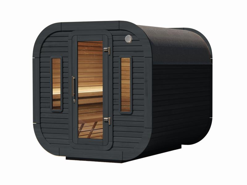 Wolff Finnhaus Sauna Luago 2x2 montiert Typ 2 Art 1, anthrazit, inkl. Dacheindeckung und Fenster