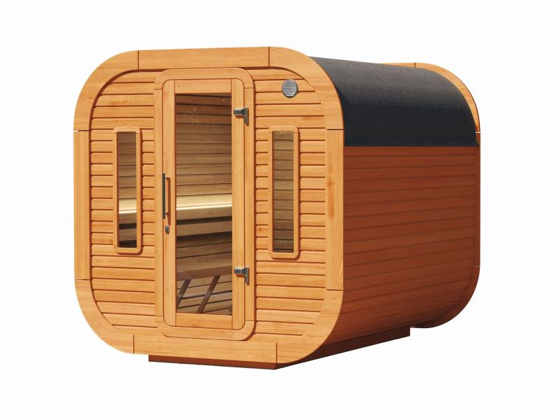 Wolff Finnhaus Sauna Luago 2x2 montiert Typ 2 Art 1, kiefer, inkl. Dacheindeckung und Fenster