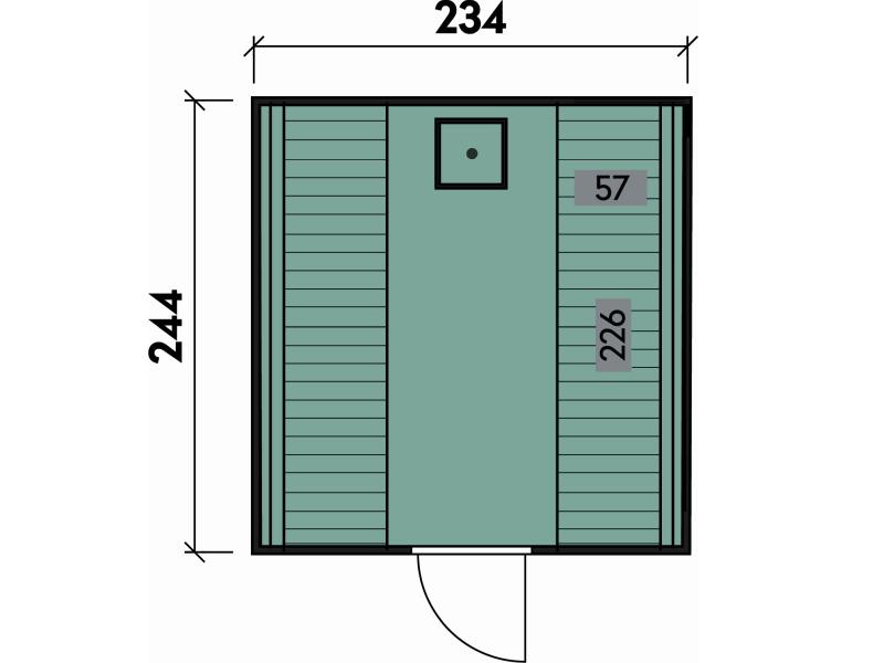 Wolff Finnhaus Sauna Luago 2x2 montiert Typ 2 Art 1, kiefer, inkl. Dacheindeckung und Fenster