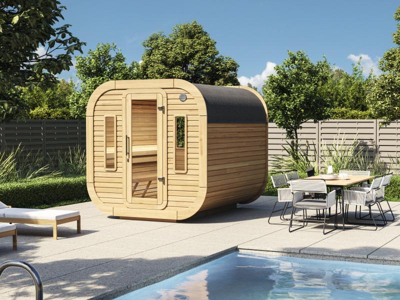 Wolff Finnhaus Sauna Luago 2x2 montiert Typ 2 Art 2, natur, inkl. Dacheindeckung und Fenster