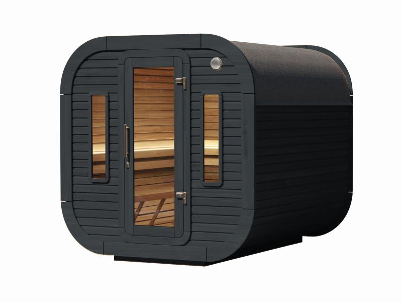 Wolff Finnhaus Sauna Luago 2x2 montiert Typ 2 Art 2, anthrazit, inkl. Dacheindeckung und Fenster