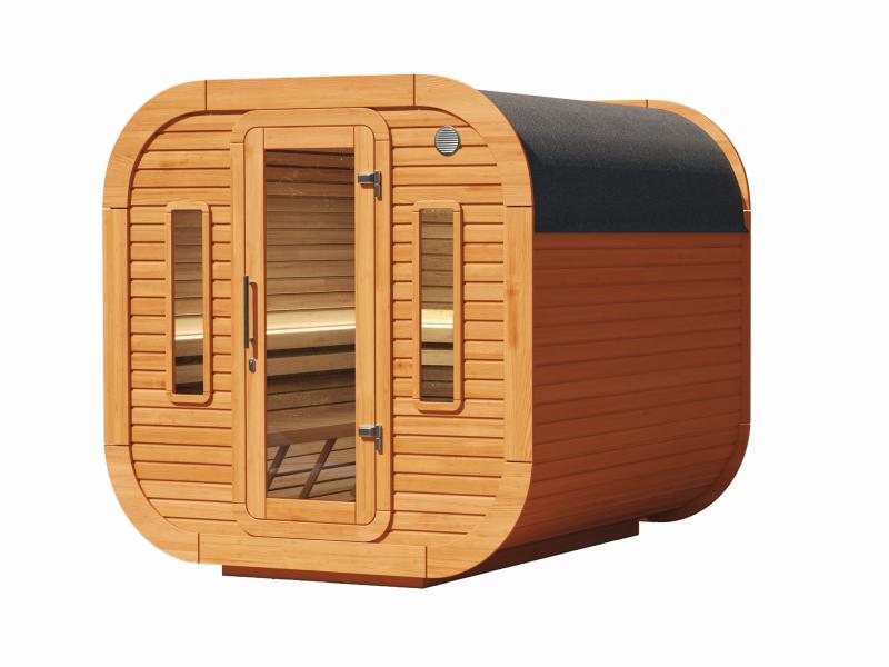 Wolff Finnhaus Sauna Luago 2x2 montiert Typ 2 Art 2, Kiefer, inkl. Dacheindeckung und Fenster