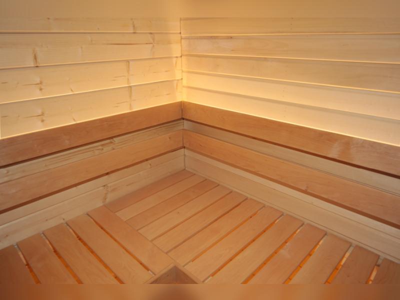 Wolff Finnhaus Sauna Luago 3x2 Bausatz Typ 3 Art 1, natur, inkl. Dacheindeckung, Vollglasfront und V