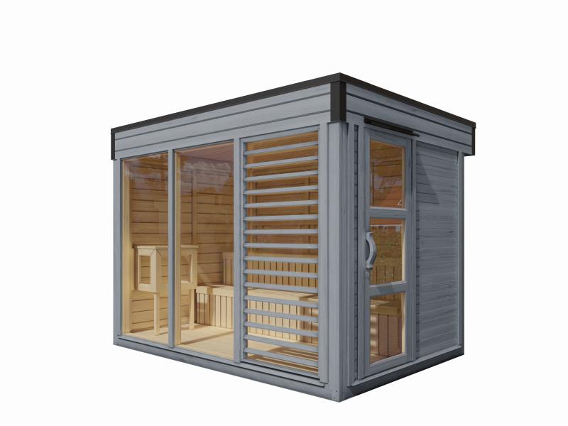 Wolff Finnhaus Sauna Paradiso 3x2 1-Raum, hellgrau