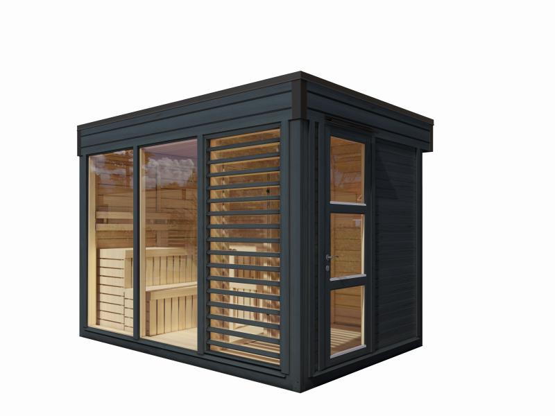 Wolff Finnhaus Sauna Paradiso 3x2 2-Raum, anthrazit