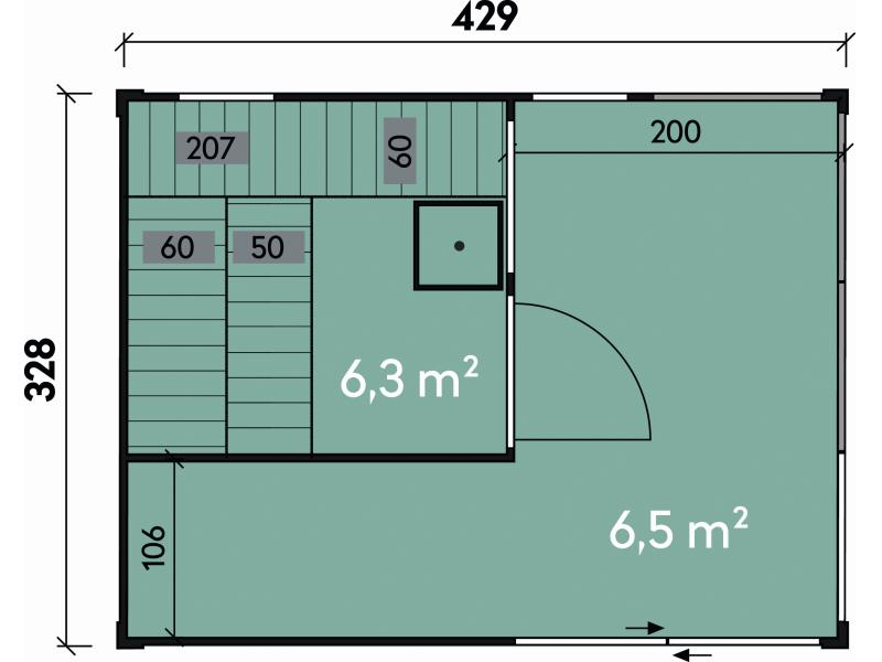 Wolff Finnhaus Sauna Paradiso 4x3 (2-Raum), anthrazit