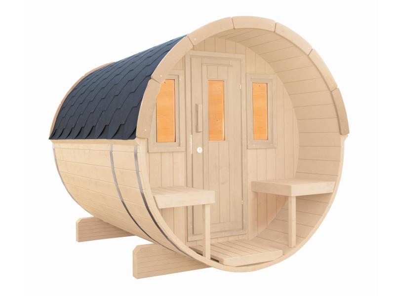 Wolff Finnhaus Saunafass 250 montiert