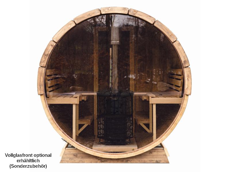 Wolff Finnhaus Saunafass 280 de luxe montiert DS schwarz Anstrich Kiefer