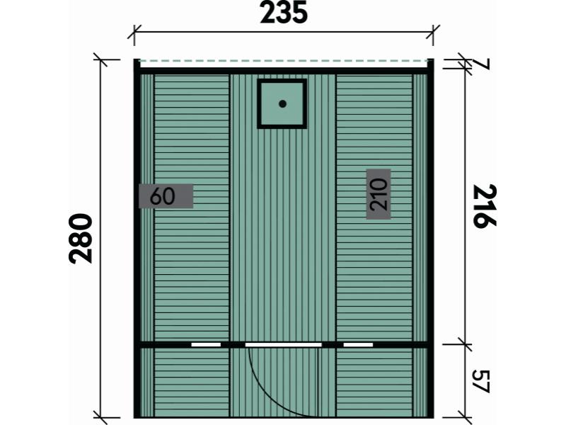 Wolff Finnhaus Saunafass 280 de luxe montiert DS schwarz Anstrich Kiefer