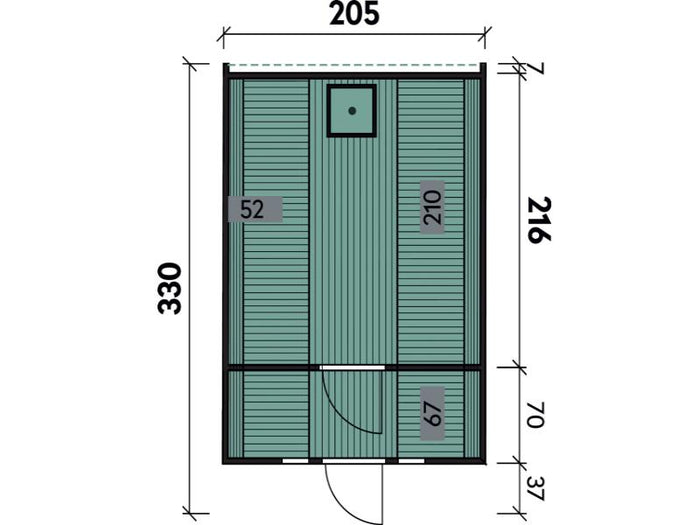 Wolff Finnhaus Saunafass 330 2-Räume DS schwarz, Kiefer montiert