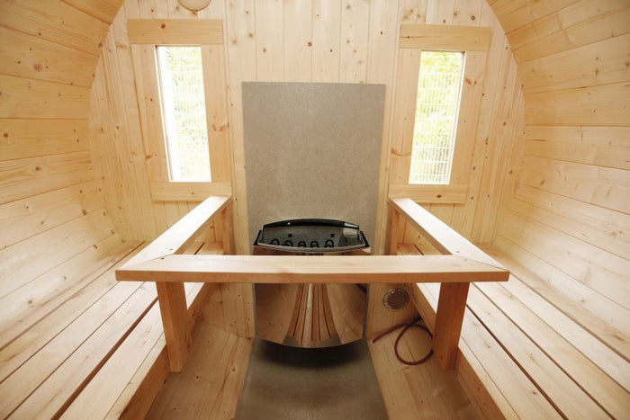 Wolff Finnhaus Saunafass 330 2-Räume DS schwarz, Kiefer montiert