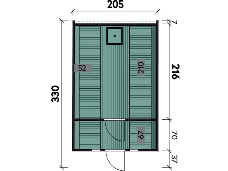 Wolff Finnhaus Saunafass 330 2-Räume DS schwarz, Walnuss