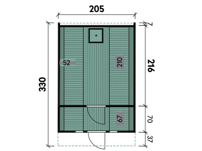 Wolff Finnhaus Saunafass 330 2- Raum als Bausatz