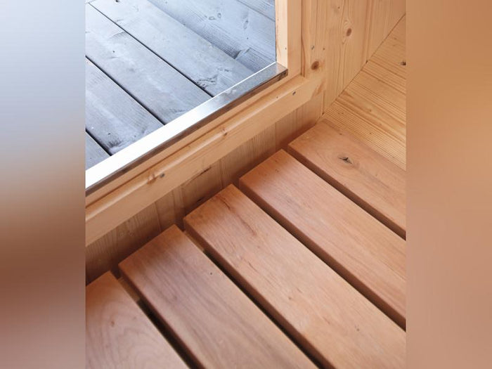 Wolff Finnhaus Saunafass 330 2-Raum montiert