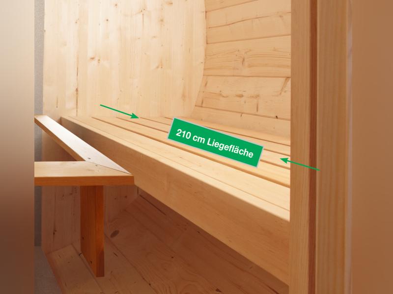 Wolff Finnhaus Saunafass 330 2-Raum montiert