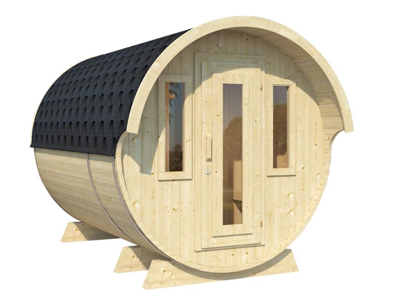 Wolff Finnhaus Saunafass 330 de luxe Bausatz DS schwarz
