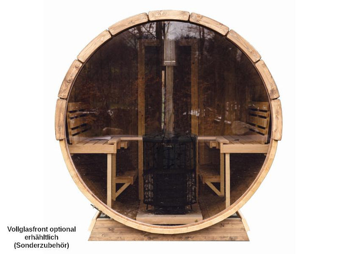 Wolff Finnhaus Saunafass 330 de luxe montiert DS schwarz Anstrich Kiefer