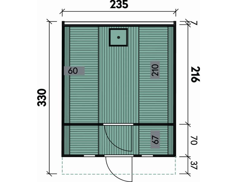 Wolff Finnhaus Saunafass 330 de luxe montiert DS schwarz Anstrich Kiefer
