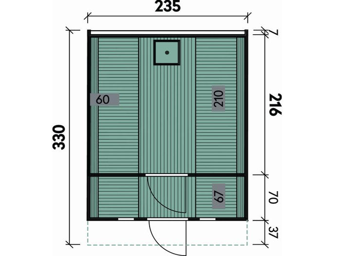 Wolff Finnhaus Saunafass 330 de luxe montiert DS schwarz Anstrich Kiefer