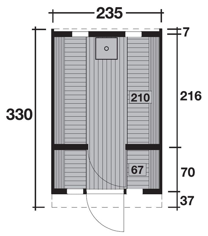 Wolff Finnhaus Saunafass 330 de luxe Thermoholz montiert DS schwarz