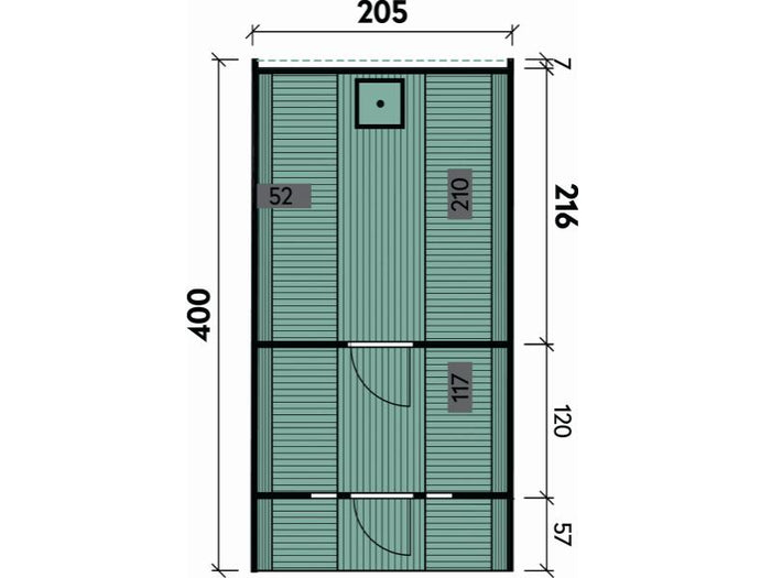 Wolff Finnhaus Saunafass 400 2-Raum montiert DS schwarz, Walnuss