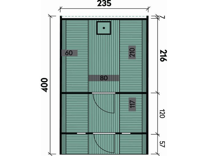 Wolff Finnhaus Saunafass 400 de luxe montiert DS schwarz Anstrich Kiefer