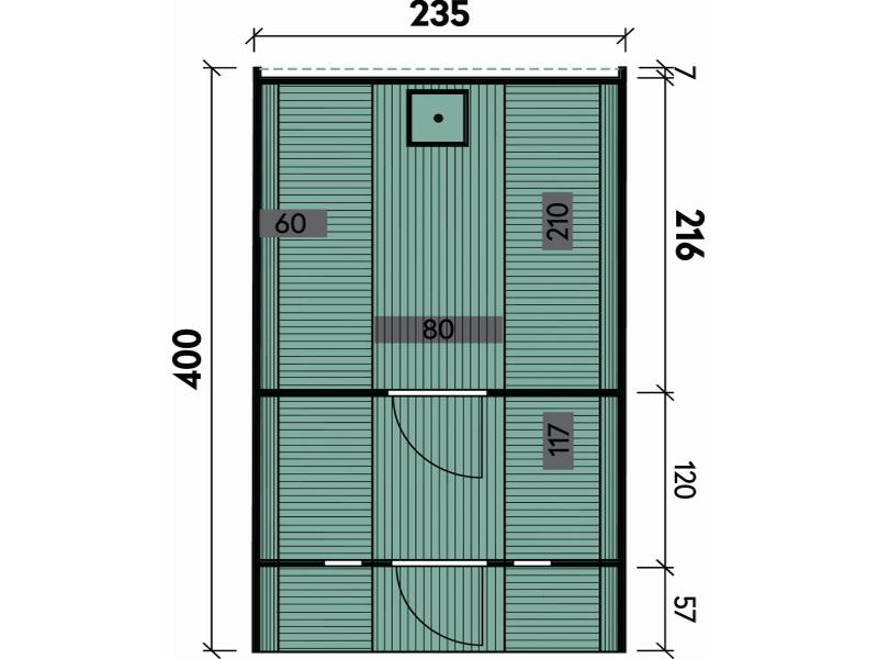 Wolff Finnhaus Saunafass 400 de luxe montiert DS schwarz Anstrich Walnuss