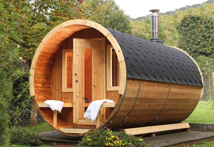 Wolff Finnhaus Saunafass 400 de luxe Thermoholz Bausatz DS schwarz