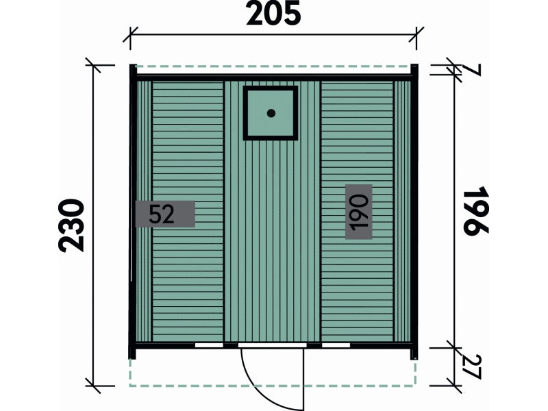 Wolff Finnhaus Saunafass Basic 230 montiert DS schwarz Anstrich Kiefer