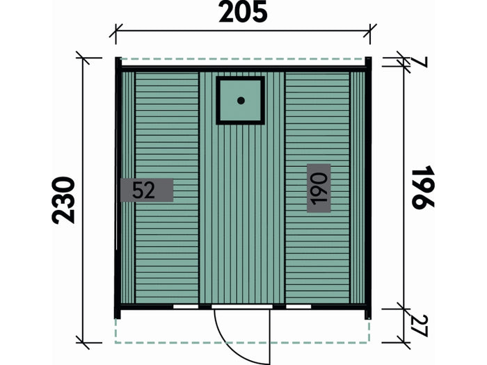 Wolff Finnhaus Saunafass Basic 230 montiert DS schwarz Anstrich Kiefer