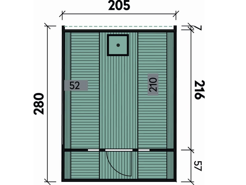 Wolff Finnhaus Saunafass Basic 280 montiert DS schwarz Anstrich Kiefer